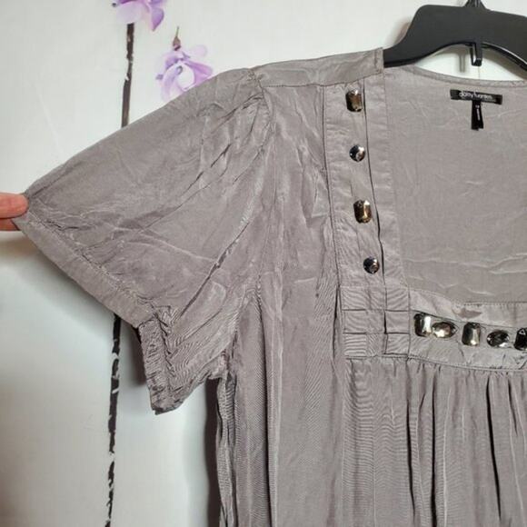 Daisy Fuentes Metallic Embellished Jewel Square Neck Blouse 1X - Picture 3 of 7